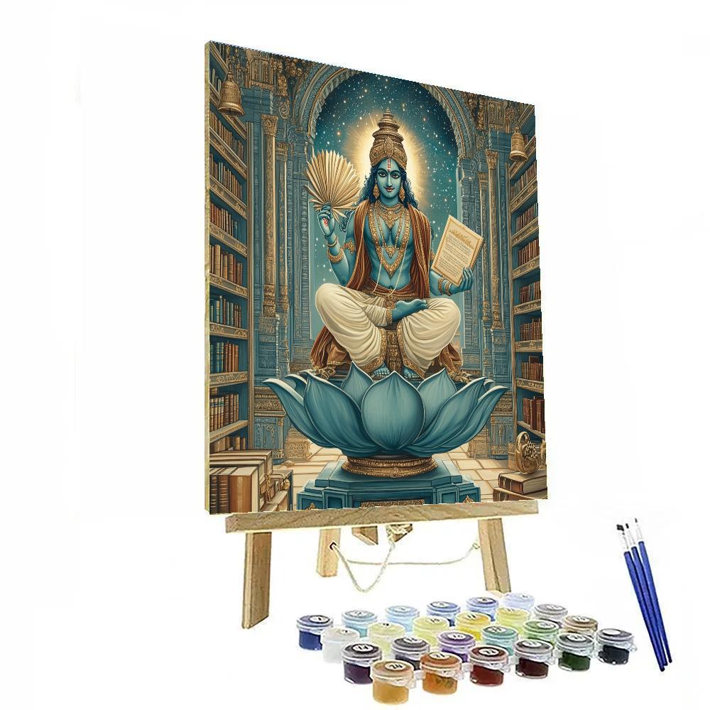 Vishnu Blessing The Floating Library Temple paint by color