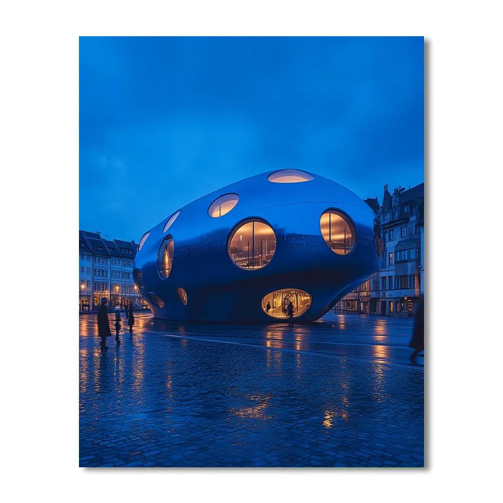 Kunsthaus Graz Blue Blob Museum At Night Graz Austria Painting by numbers kit