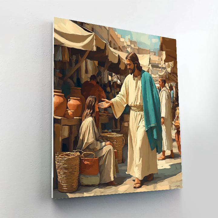 Jesus Healing Hand In The Market painting number kit