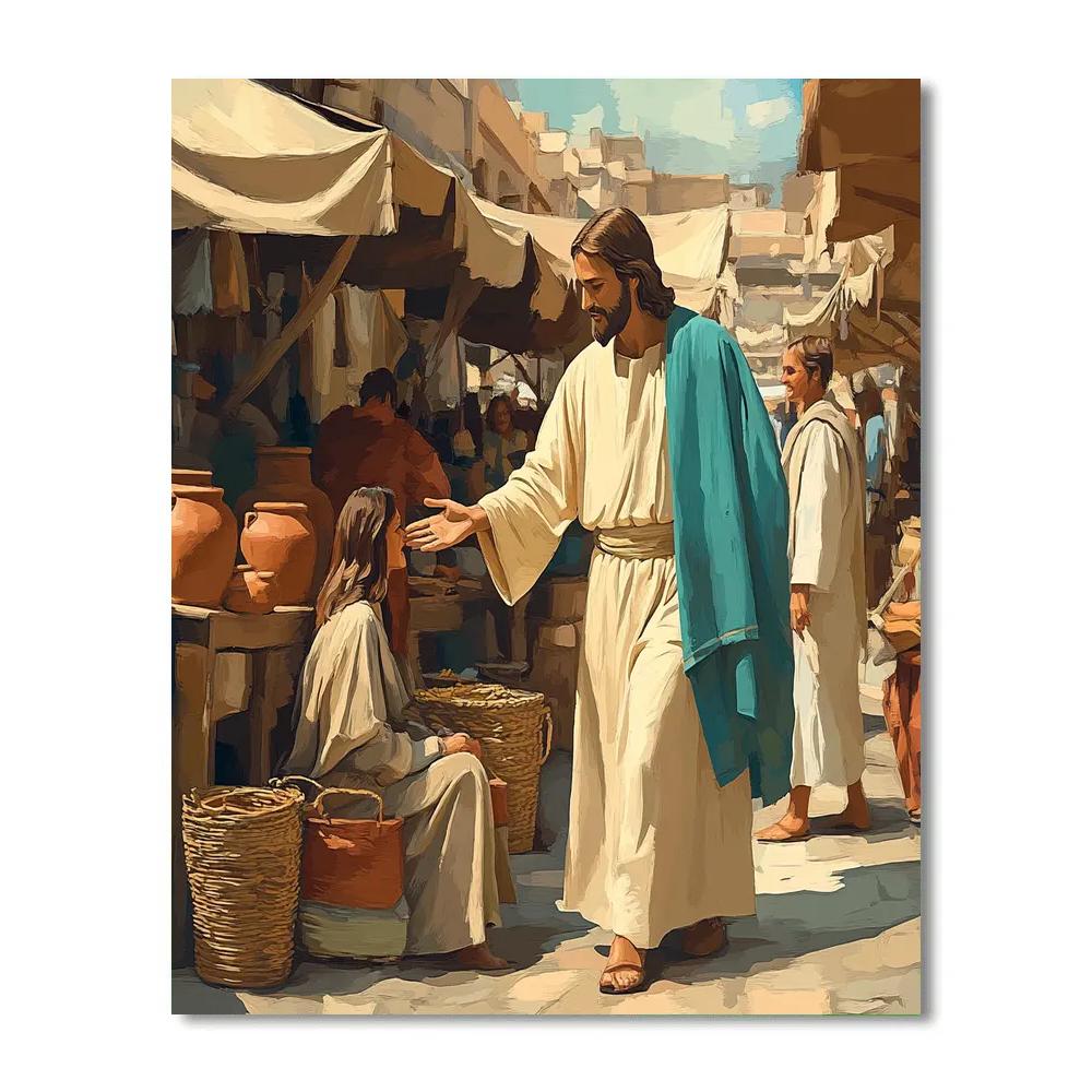 Jesus Healing Hand In The Market painting number kit