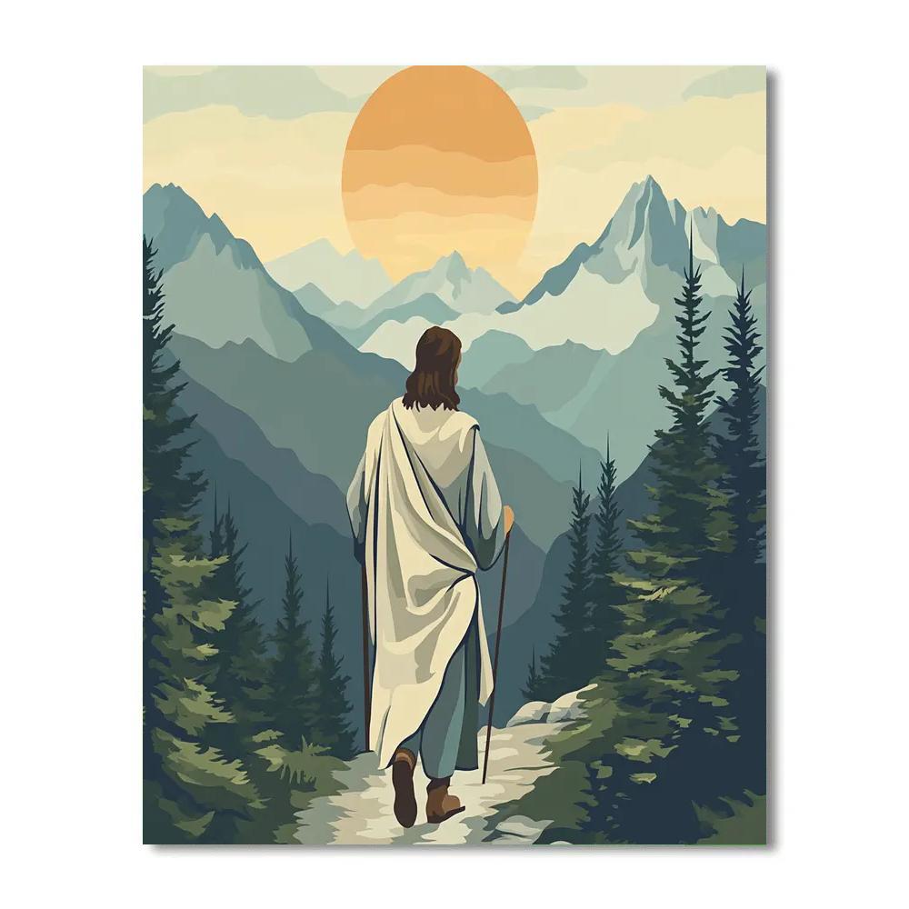 Jesus And The Quiet Mountain Path Painting by numbers kit