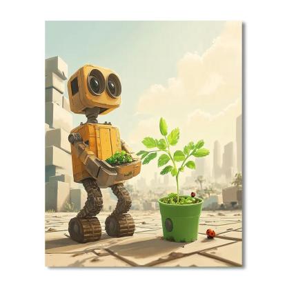 Wall E Planet Cleanup Garden Surprise paint by number