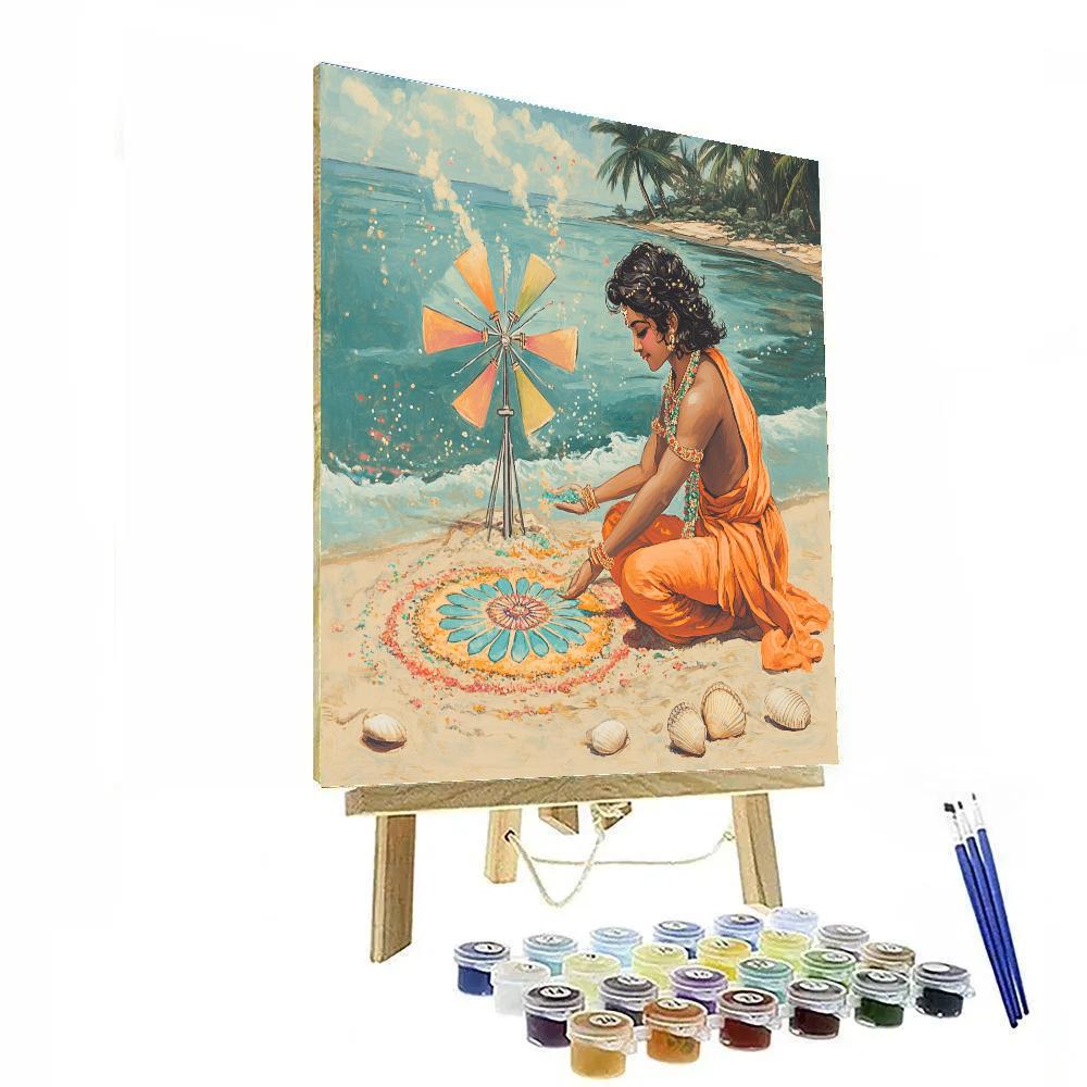 Krishna And The Sand Mandala Windmill DIY paint by numbers