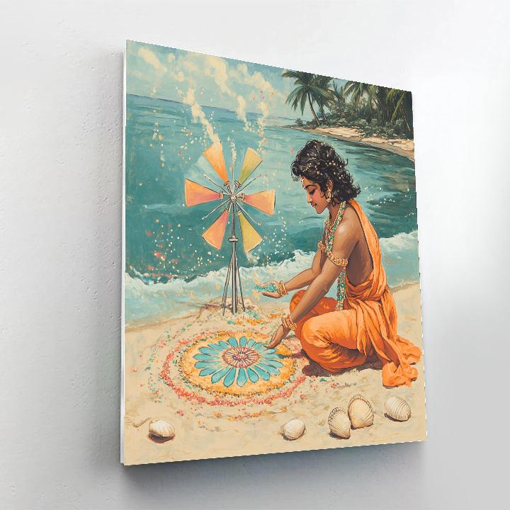 Krishna And The Sand Mandala Windmill DIY paint by numbers
