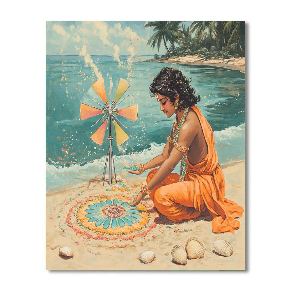 Krishna And The Sand Mandala Windmill DIY paint by numbers