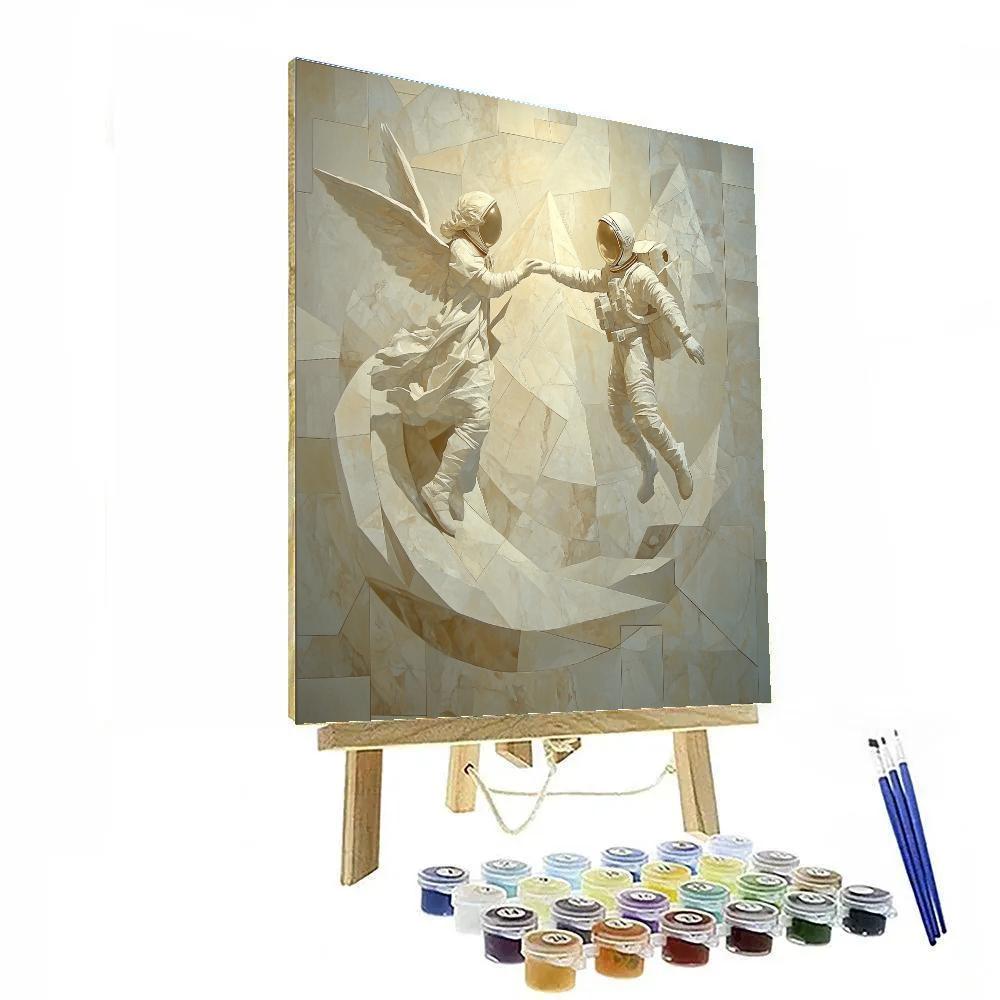 Michelangelo Inspired Marble Study Of Astronaut And Angel Paint by numbers kits