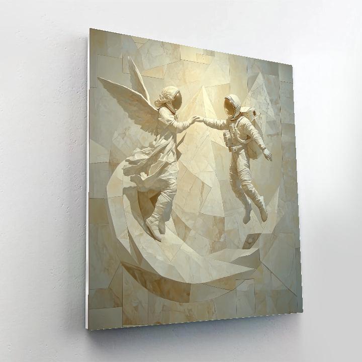 Michelangelo Inspired Marble Study Of Astronaut And Angel Paint by numbers kits