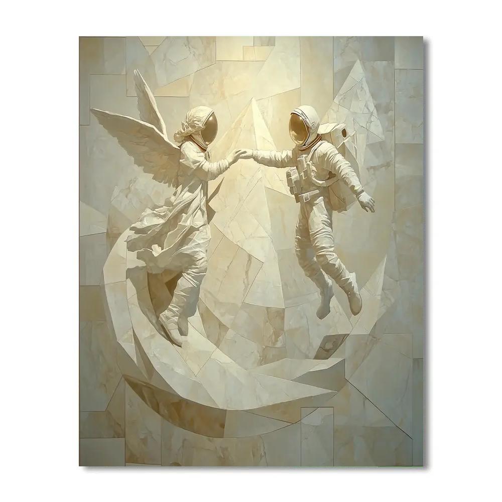 Michelangelo Inspired Marble Study Of Astronaut And Angel Paint by numbers kits