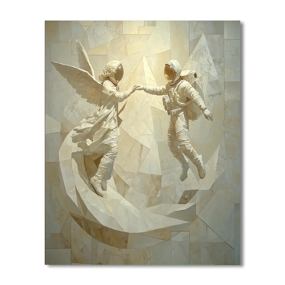 Michelangelo Inspired Marble Study Of Astronaut And Angel Paint by numbers kits