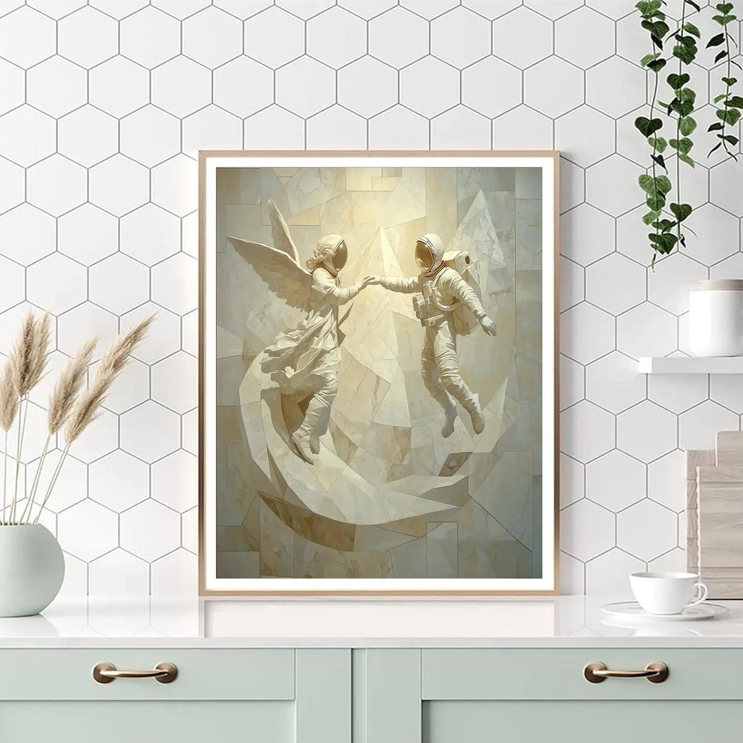 Michelangelo Inspired Marble Study Of Astronaut And Angel Paint by numbers kits