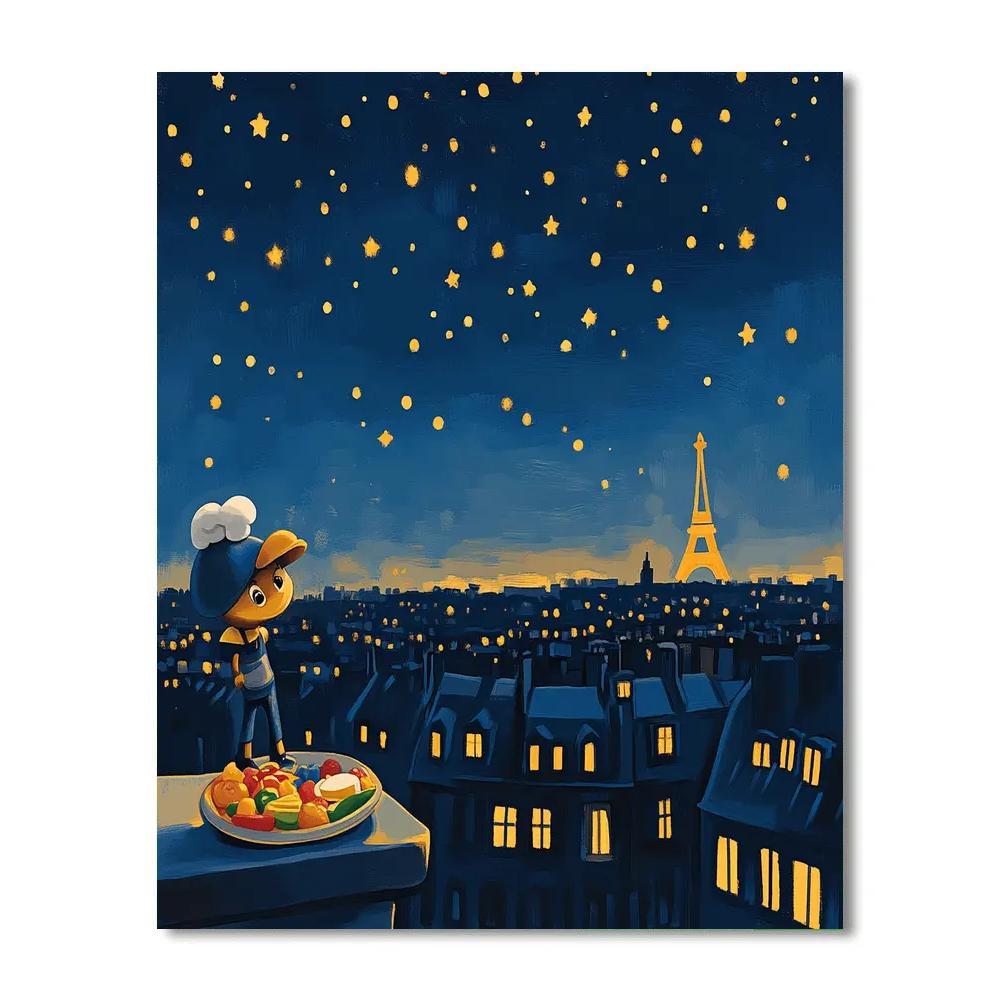 Remy Paris Rooftop Starry Snack Time DIY paint by numbers