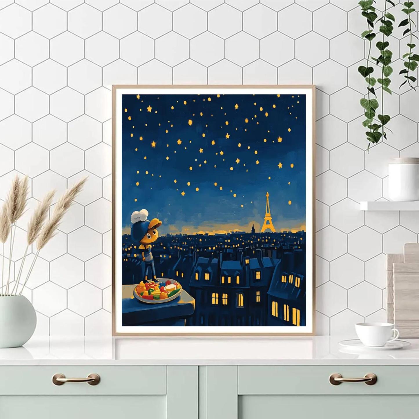 Remy Paris Rooftop Starry Snack Time DIY paint by numbers