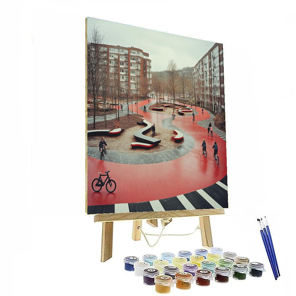 Copenhagen Superkilen Park Colorful Urban Design Copenhagen Denmark Paint by numbers kits