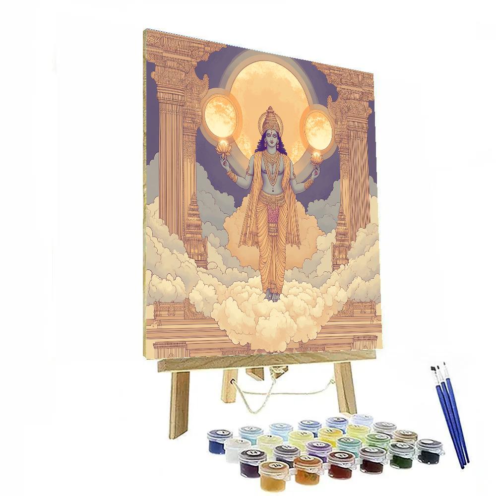 Vishnu Holding The Dawn Between Two Moons paint by numbers