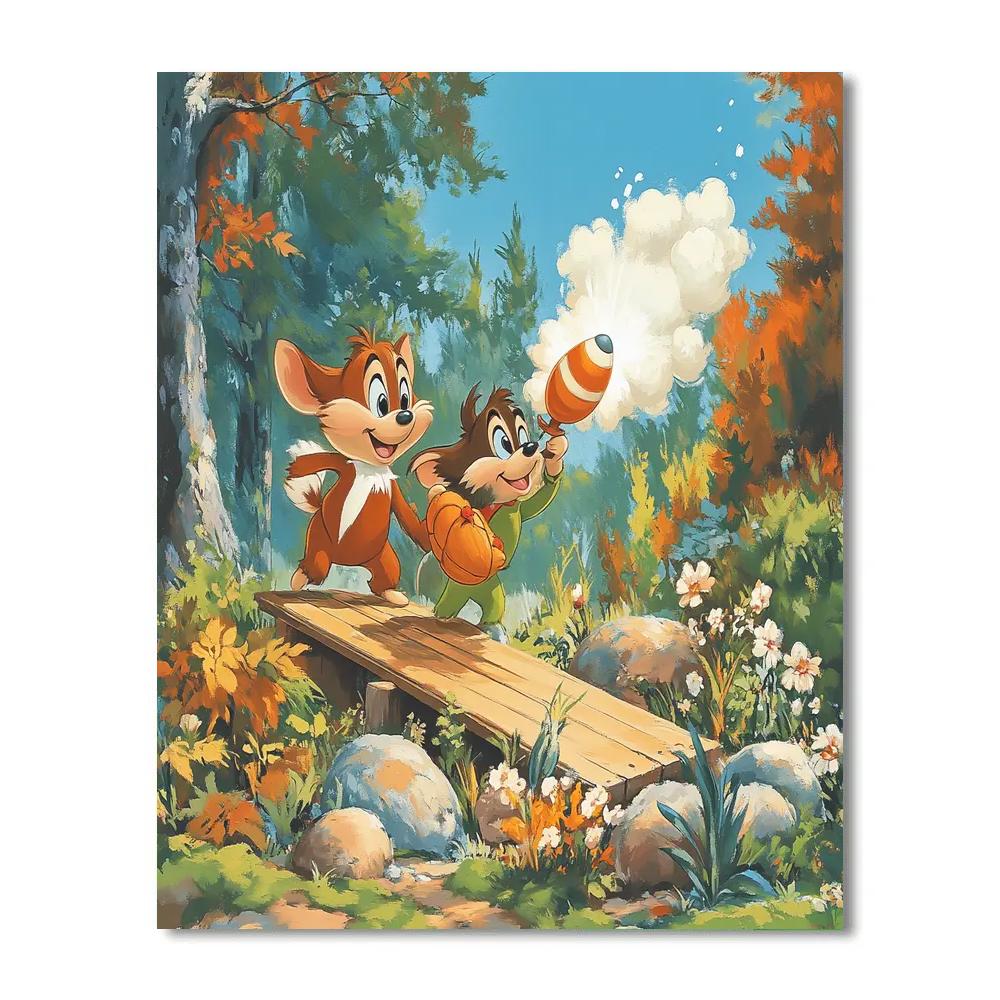 Chip And Dale Acorn Rocket Launch paint by numbers