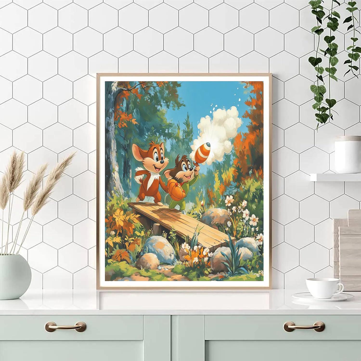 Chip And Dale Acorn Rocket Launch paint by numbers