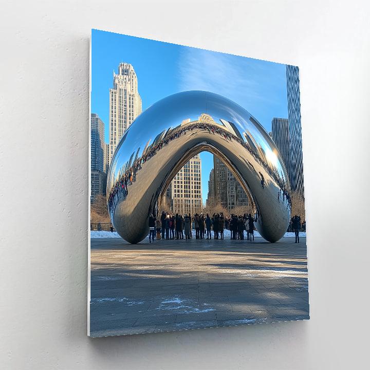 Cloud Gate Sculpture Reflecting The Skyline Chicago United States Painting by numbers kit