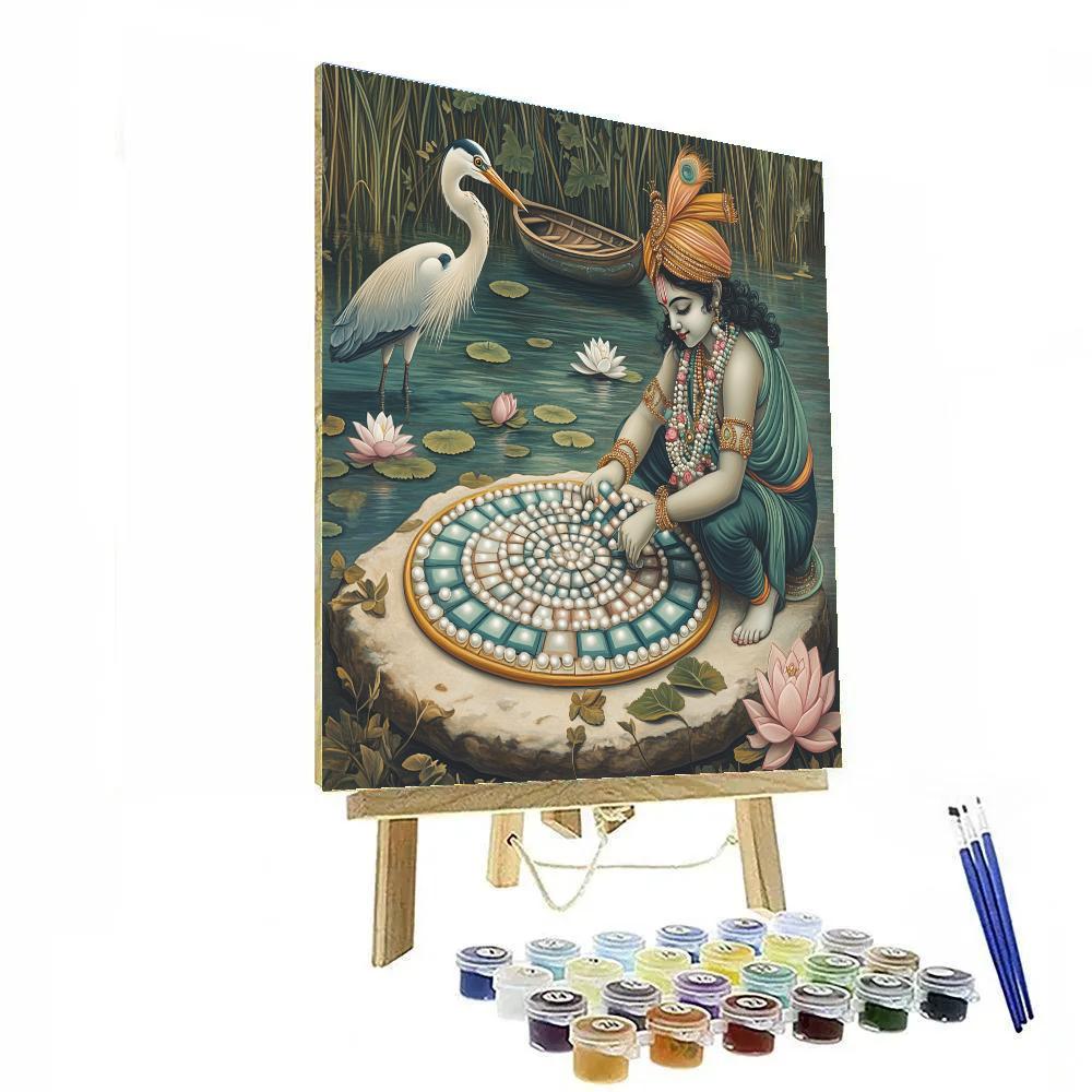 Krishna And The River Pearl Puzzle painting number kit