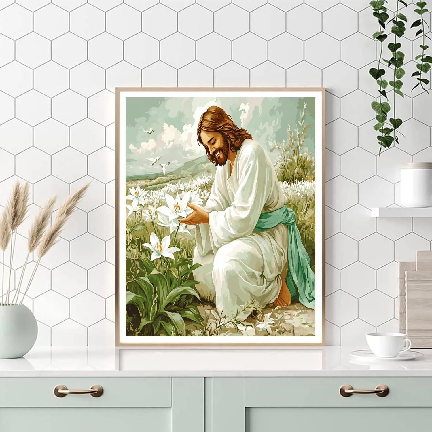Jesus And The Lily Field Promise Painting by numbers kit