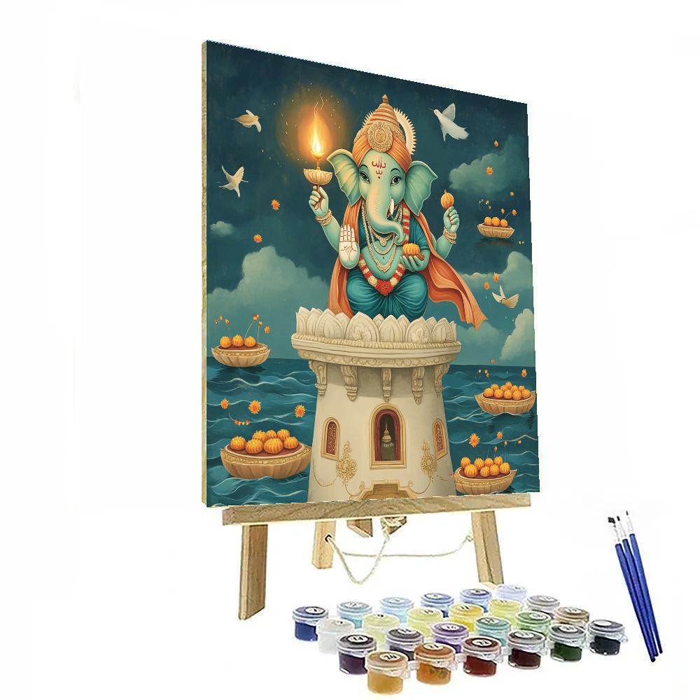 Ganesha Lighthouse Of The Lotus Harbor Number painting