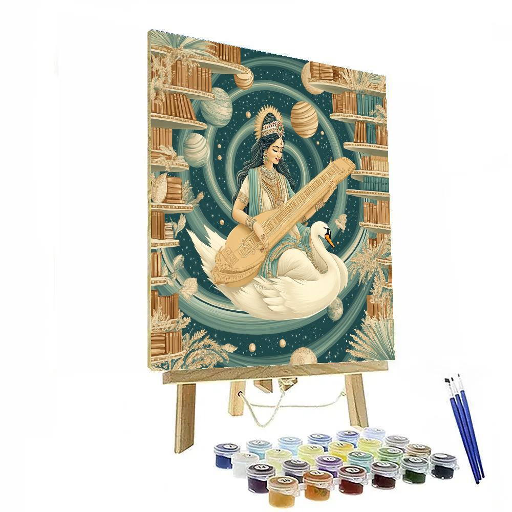 Saraswati In The Asteroid Library paint by color