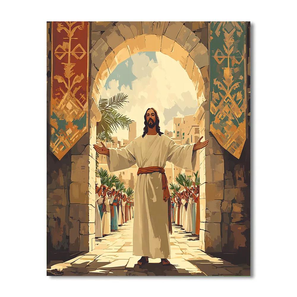 Jesus In The City Gate Welcome Number painting