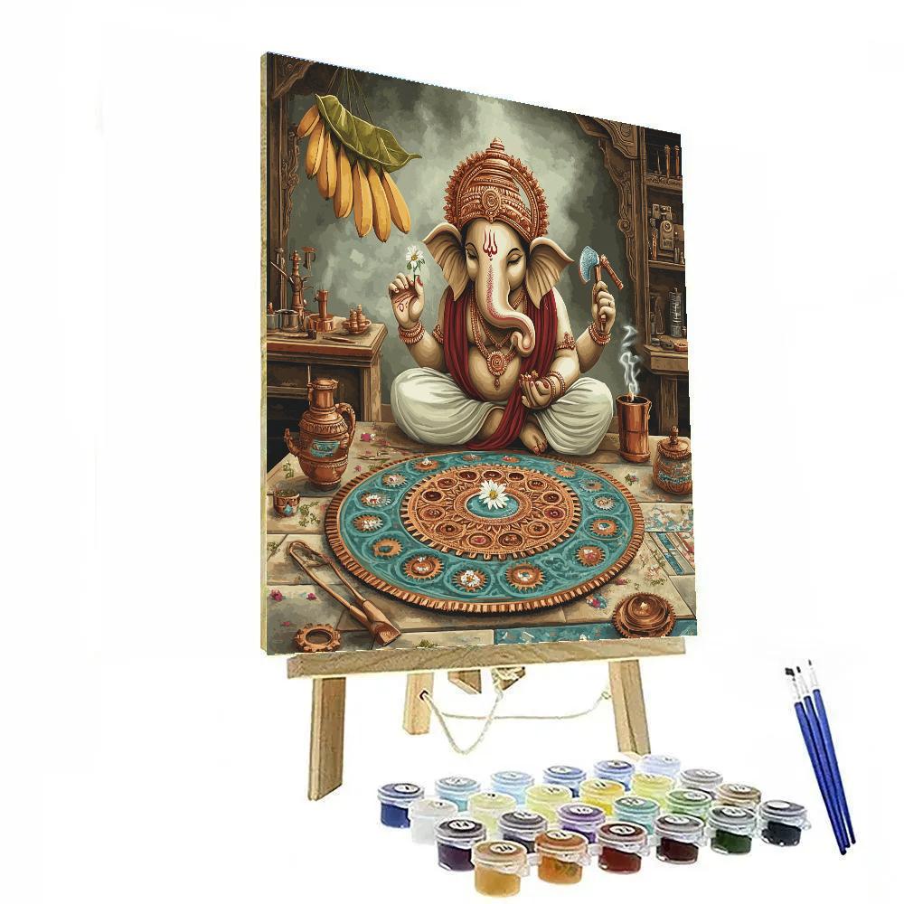 Mandala Workshop With Ganesha In Copper Clockwork Numbered painting kits