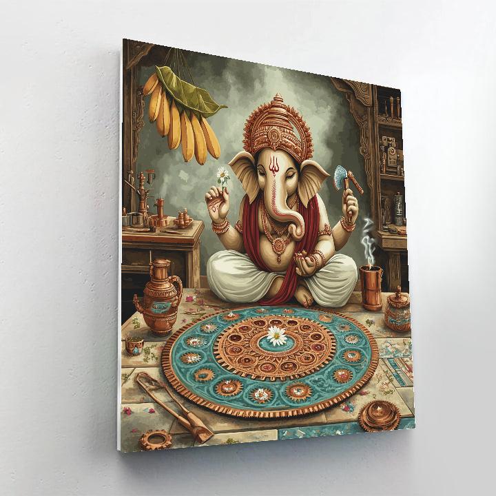 Mandala Workshop With Ganesha In Copper Clockwork Numbered painting kits