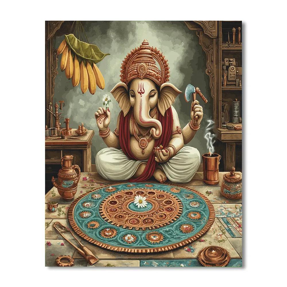 Mandala Workshop With Ganesha In Copper Clockwork Numbered painting kits