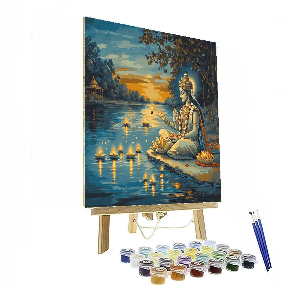 Vishnu At The River Of Starlit Lamps paint by numbers