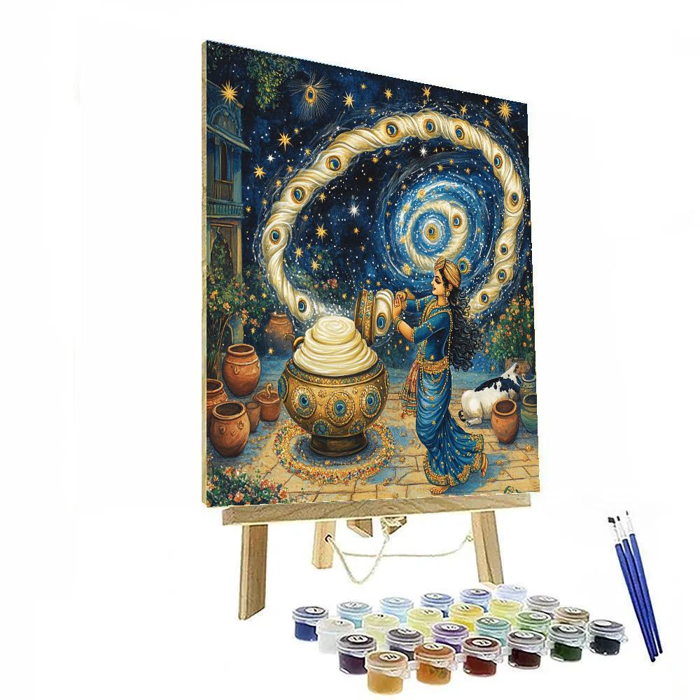 Krishna Hosting A Cosmic Butter Churn Numbered painting kits