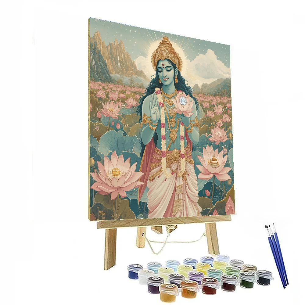 Vishnu And The Garden Of Infinite Lotuses Number painting