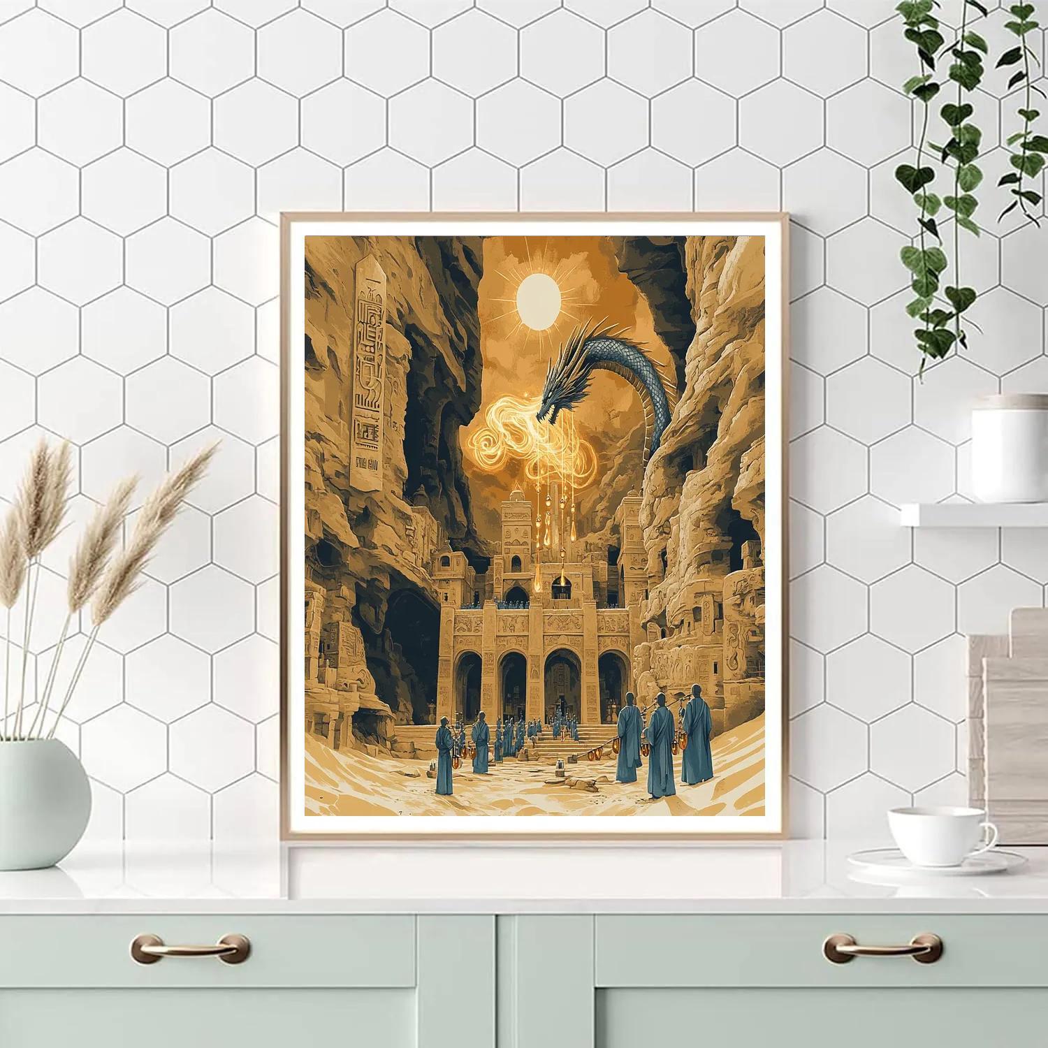 Desert Monastery With Dragon Relic Choir DIY paint by numbers