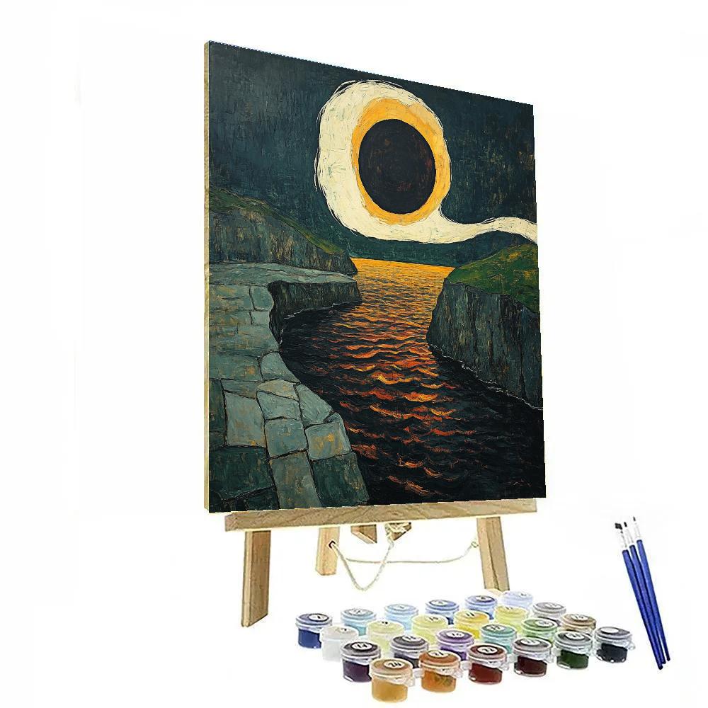 Edvard Munch Inspired Eclipse Over A Trembling Fjord paint by color