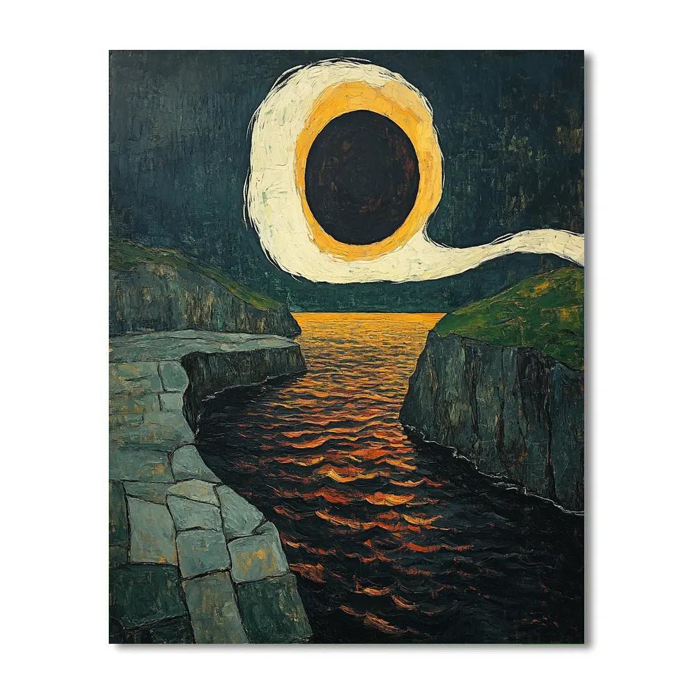 Edvard Munch Inspired Eclipse Over A Trembling Fjord paint by color