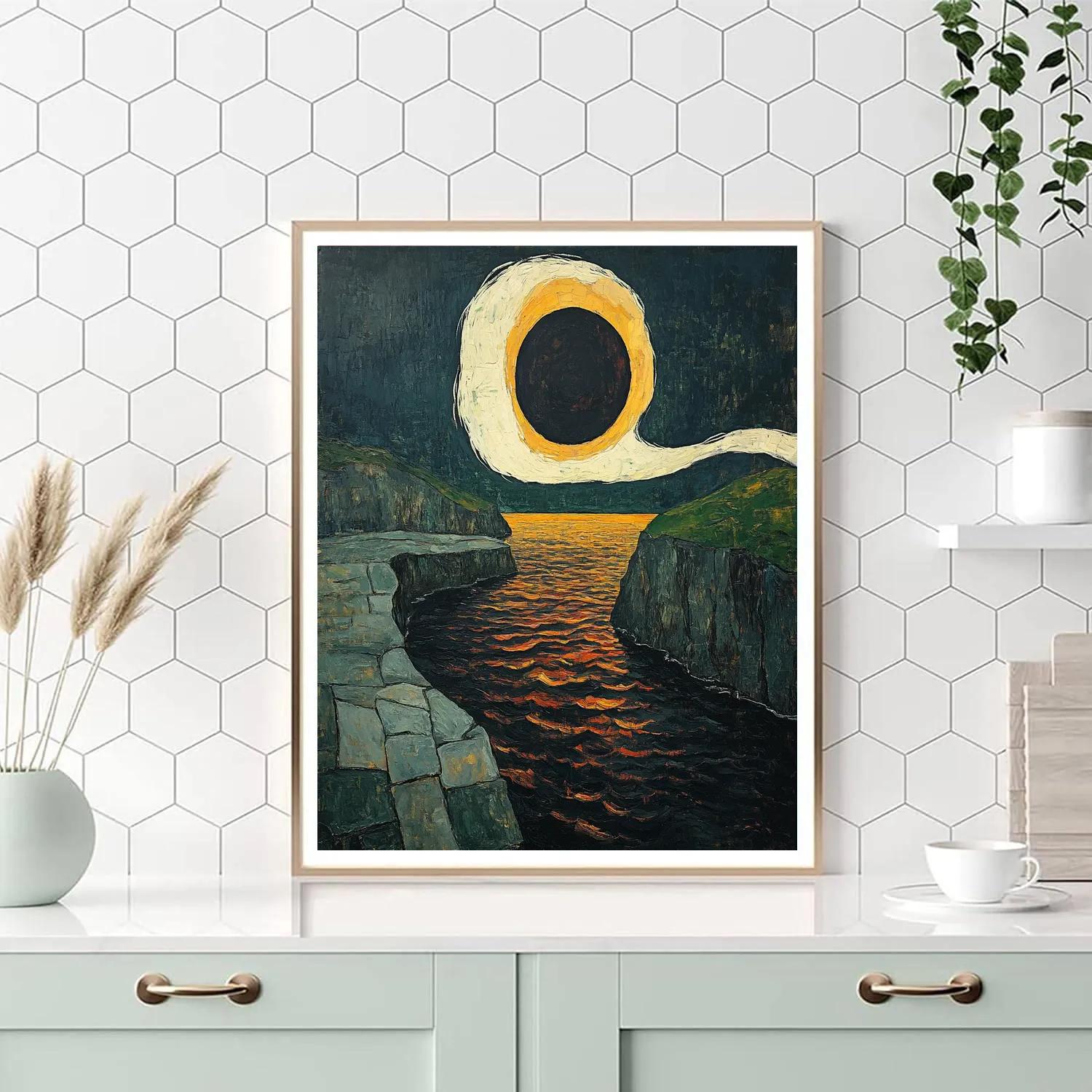 Edvard Munch Inspired Eclipse Over A Trembling Fjord paint by color