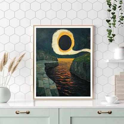 Edvard Munch Inspired Eclipse Over A Trembling Fjord paint by color