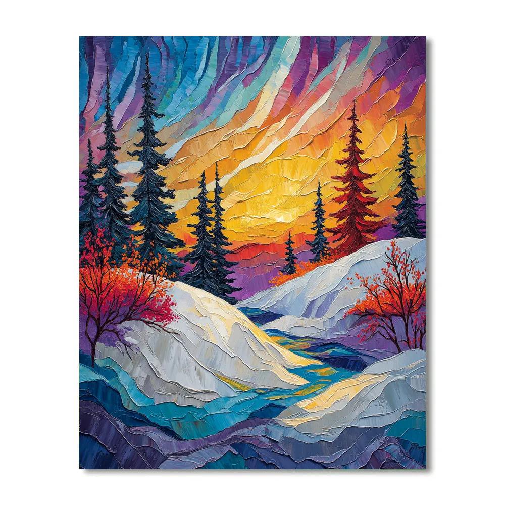 A.Y. Jackson Inspired Aurora Over The Canadian Shield Thaw Paint by numbers art