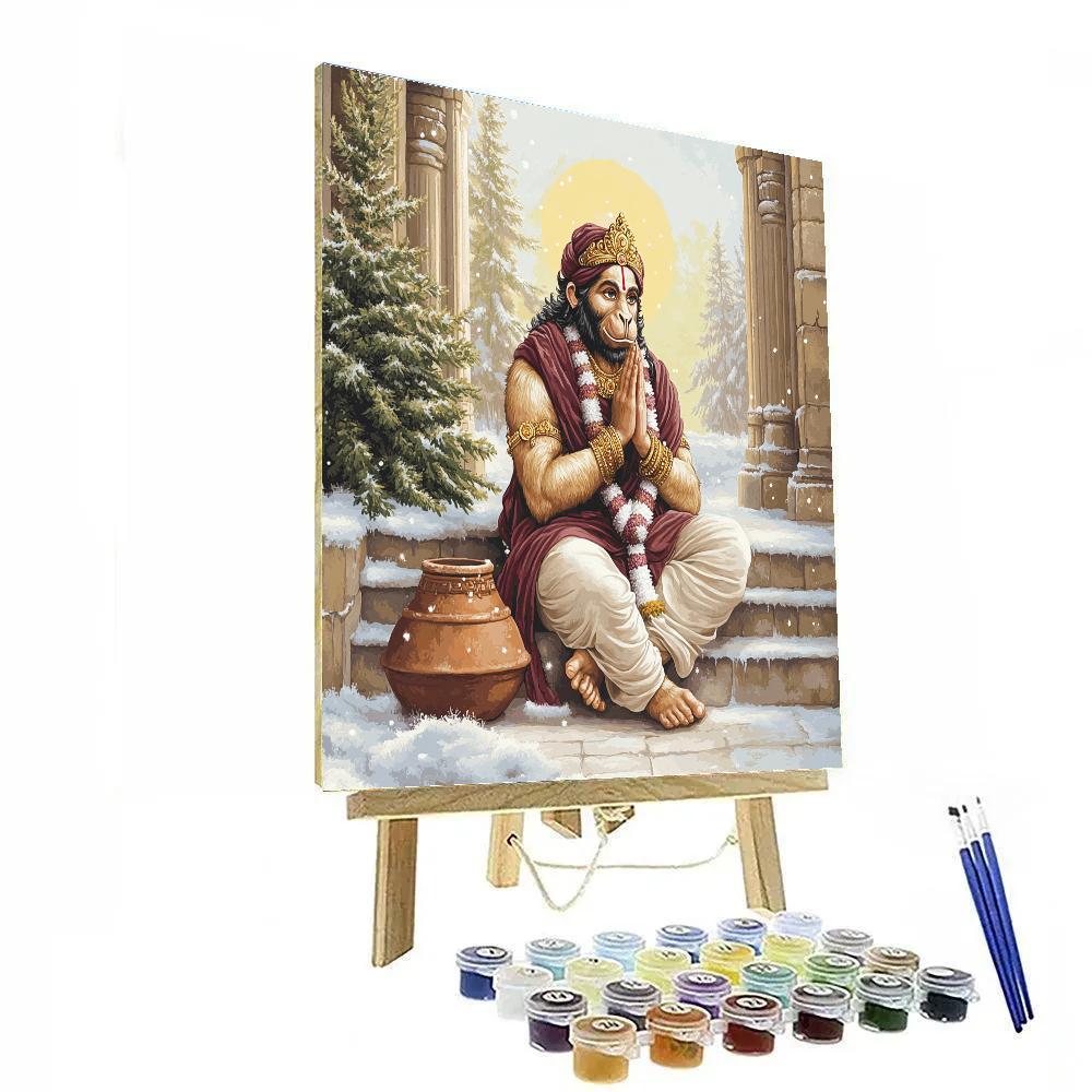 Hanuman Temple Doorway In Winter Sun Number painting