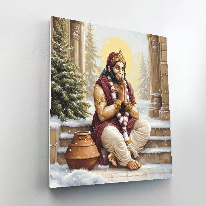 Hanuman Temple Doorway In Winter Sun Number painting