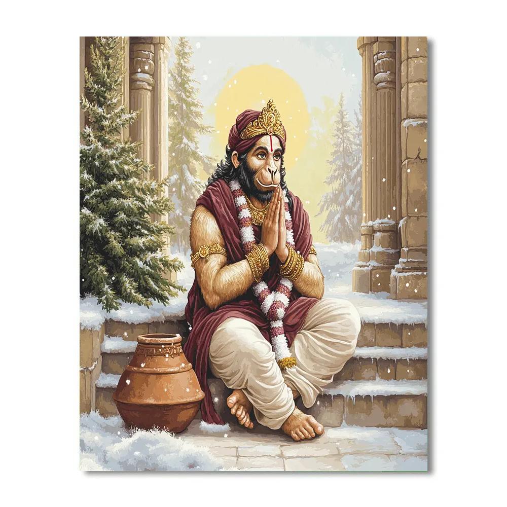 Hanuman Temple Doorway In Winter Sun Number painting