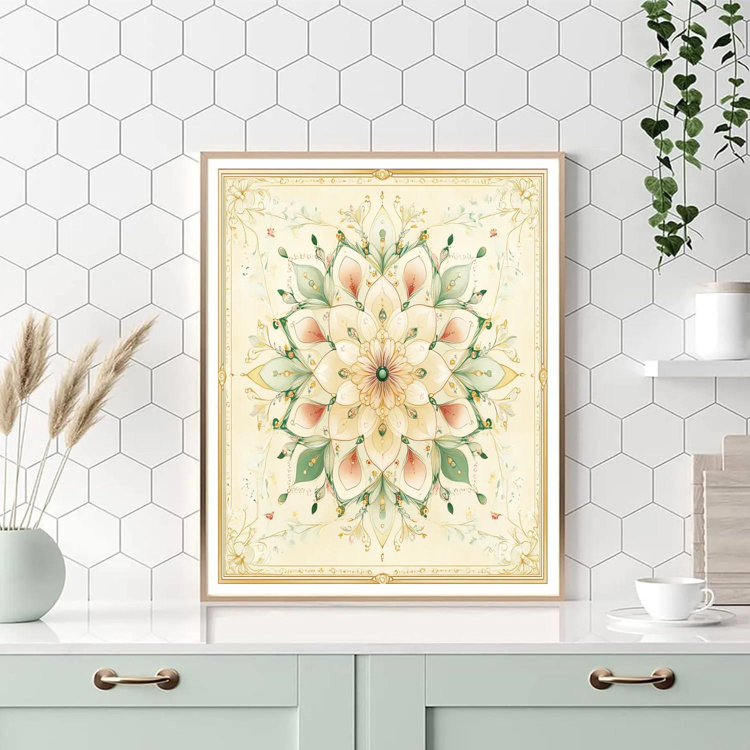 Alphonse Mucha Inspired Equinox Harmonic Mandala painting number kit