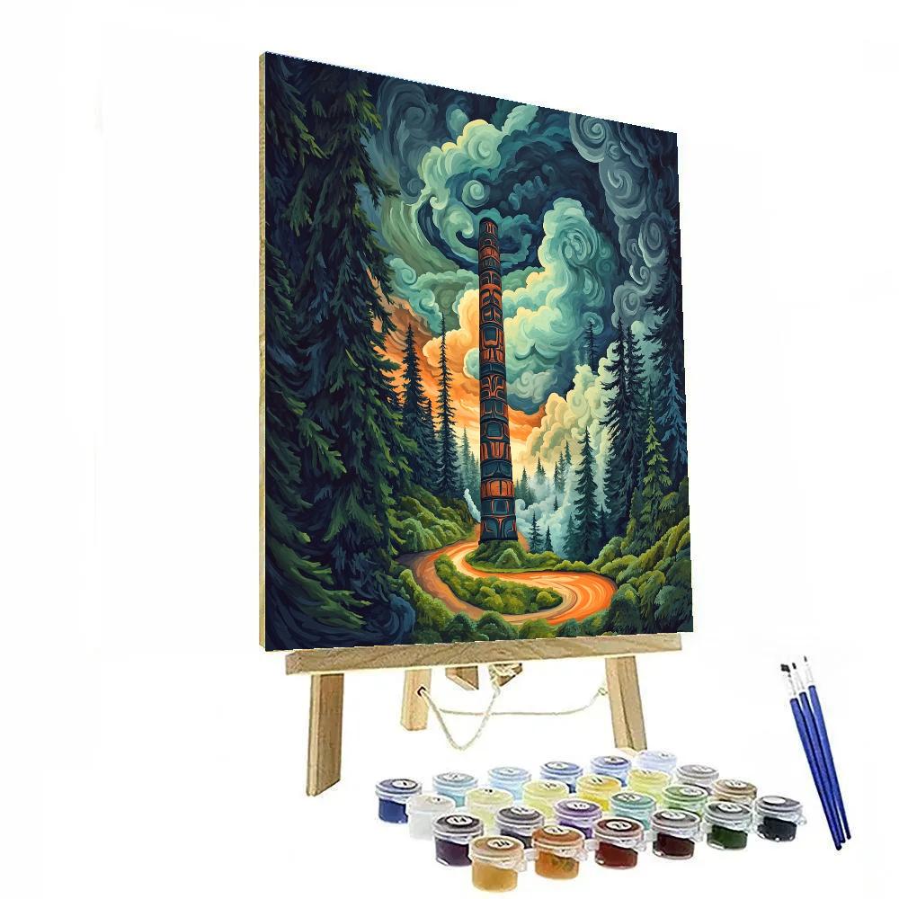 Emily Carr Inspired Stormlit Totem Grove Resonance Painting by numbers kit