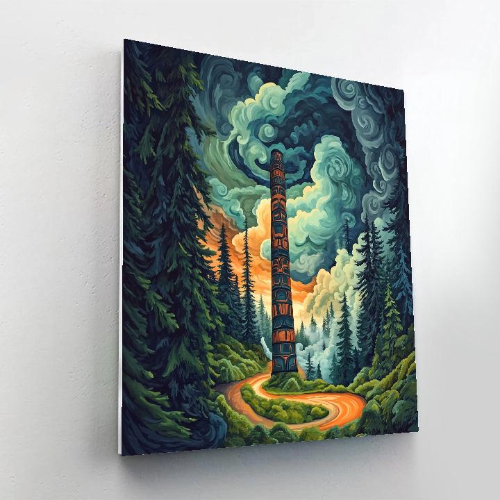 Emily Carr Inspired Stormlit Totem Grove Resonance Painting by numbers kit