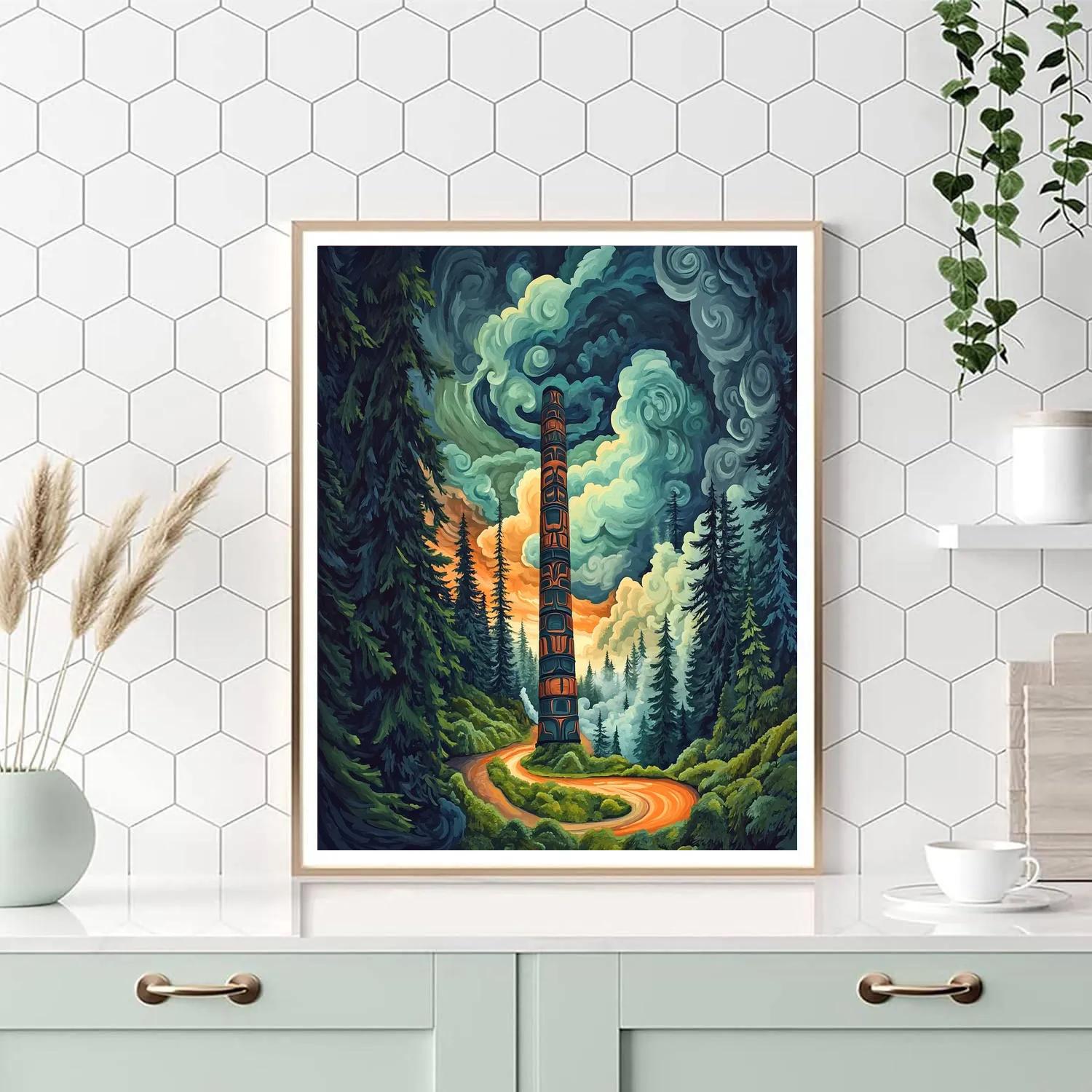 Emily Carr Inspired Stormlit Totem Grove Resonance Painting by numbers kit