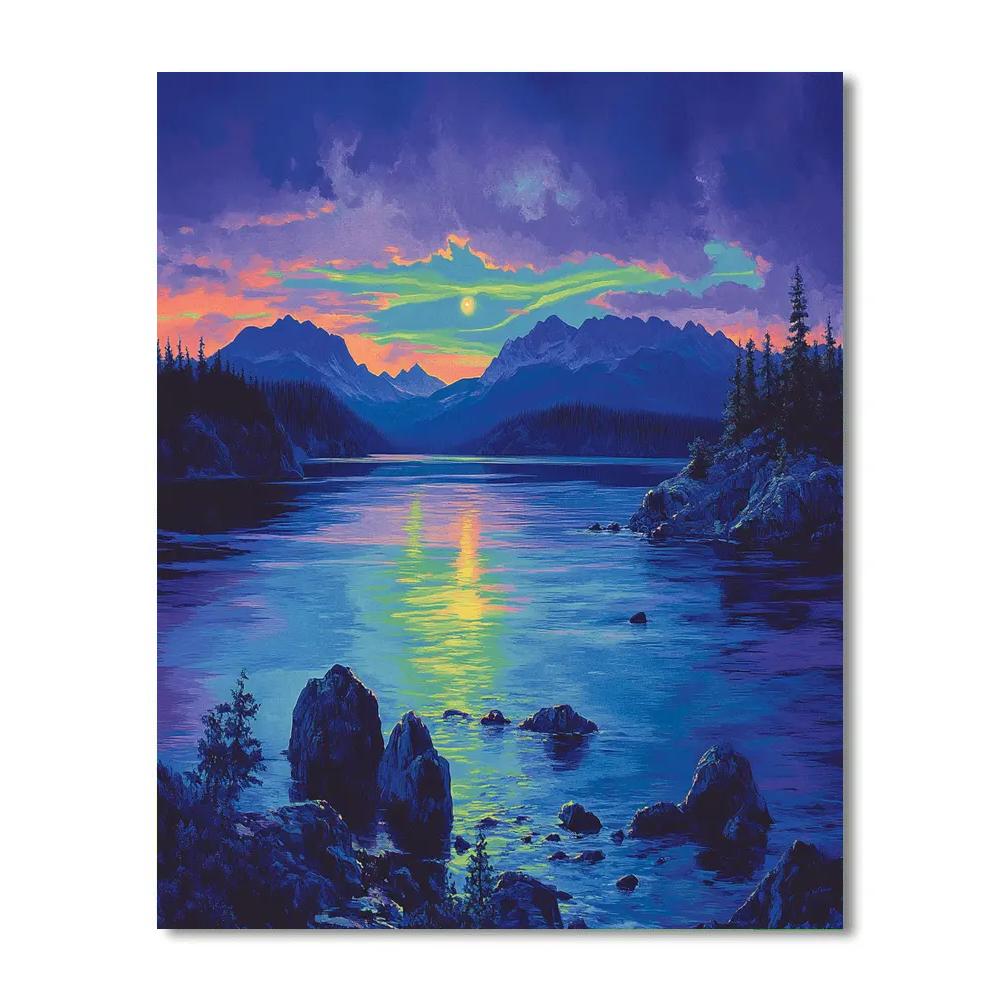 Frederick Varley Inspired Aurora Over Obsidian Lake Paint by numbers art