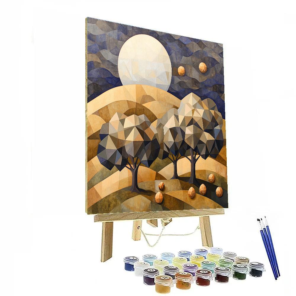 Pablo Picasso Inspired Cubist Orchard Under A Fractured Moon Painting by numbers kit