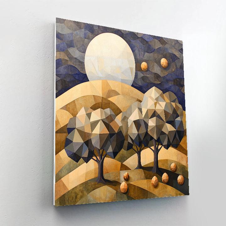 Pablo Picasso Inspired Cubist Orchard Under A Fractured Moon Painting by numbers kit