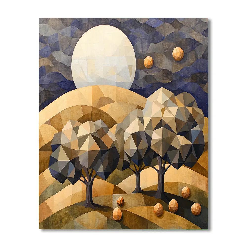 Pablo Picasso Inspired Cubist Orchard Under A Fractured Moon Painting by numbers kit