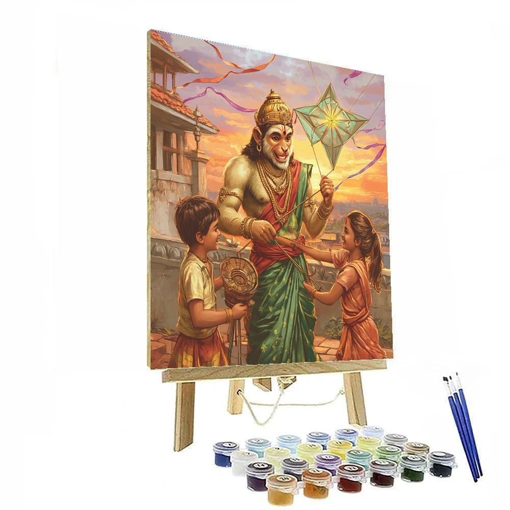 Hanuman Kite Workshop In Sunset paint by numbers